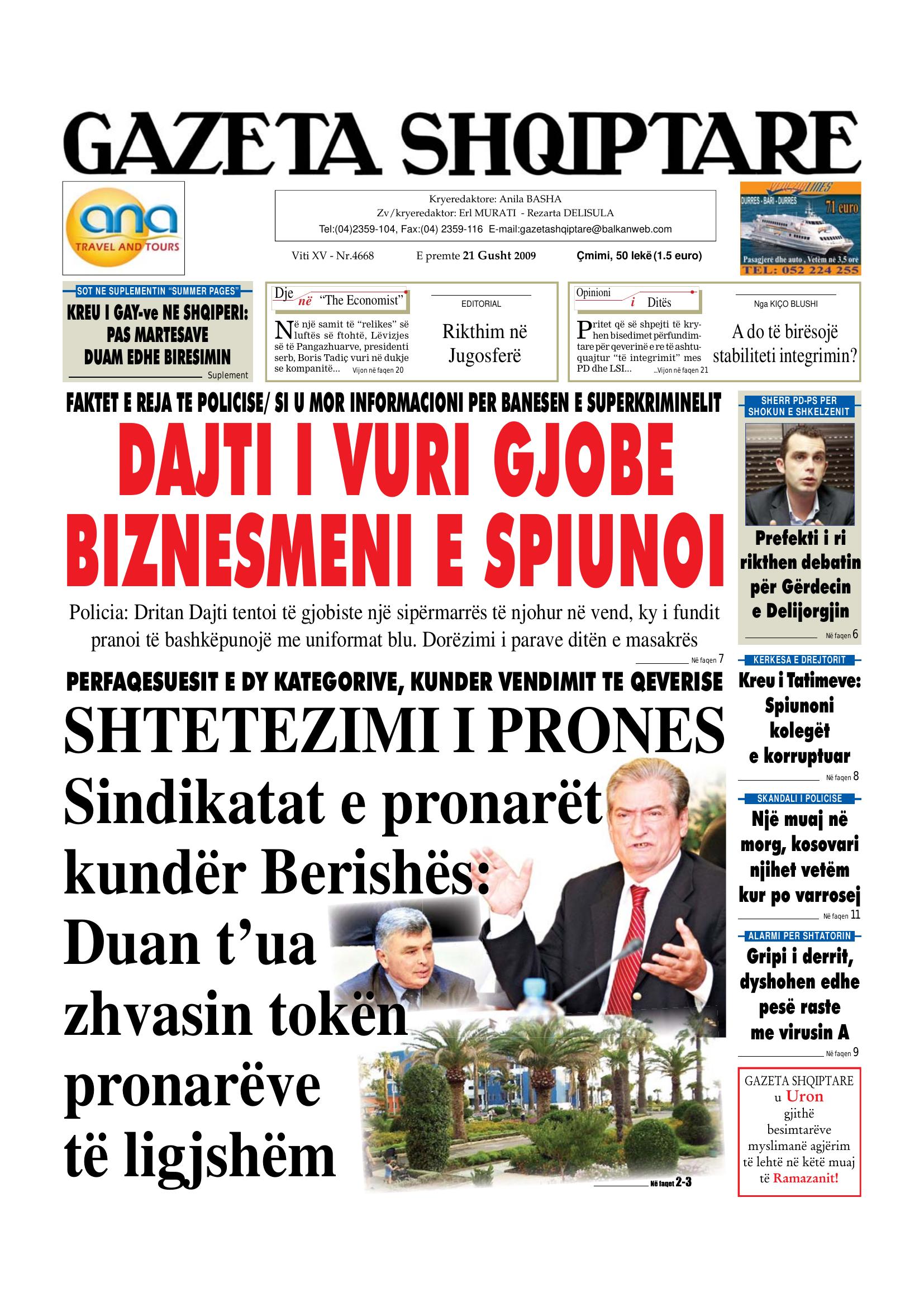 Gazeta Shqiptare 2009-08-21